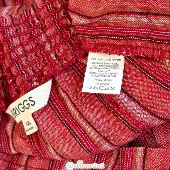 Briggs Women's Red Striped Shorts Linen Size XXL New with tags - Picture 6 of 13